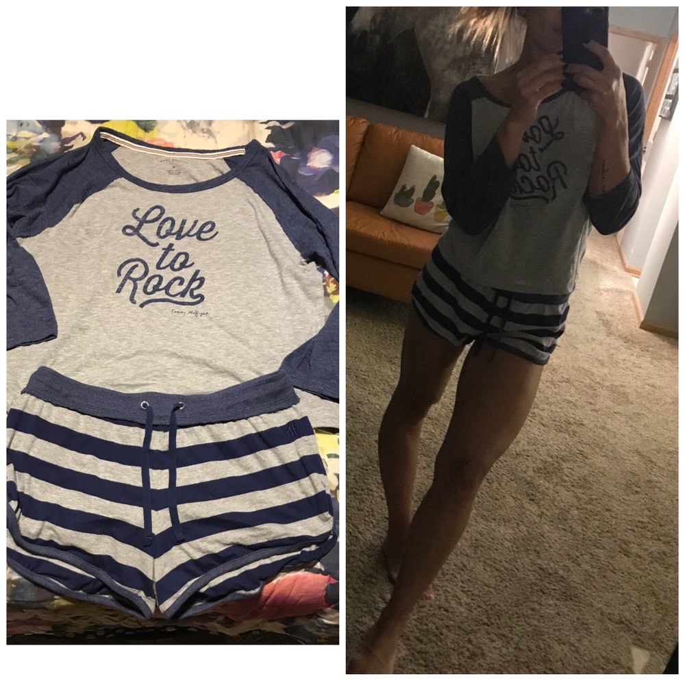 Tommy Hilfiger sleep set shorts top pajamas S/M